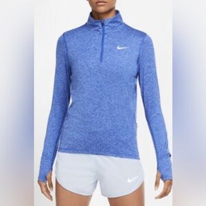 Nike dry Fit element Blue Heather Long Sleeve 1/2 zip running Top womens M
